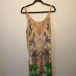Roberto Cavalli Beige and Black Patterned Dress